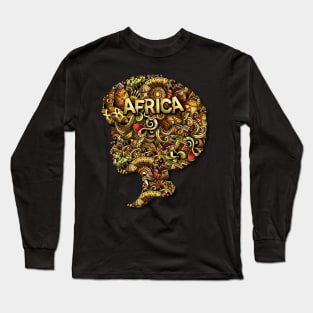 Afrocentric Queen | Rooted In Strength | Black Woman's Silhouette With African Art Long Sleeve T-Shirt